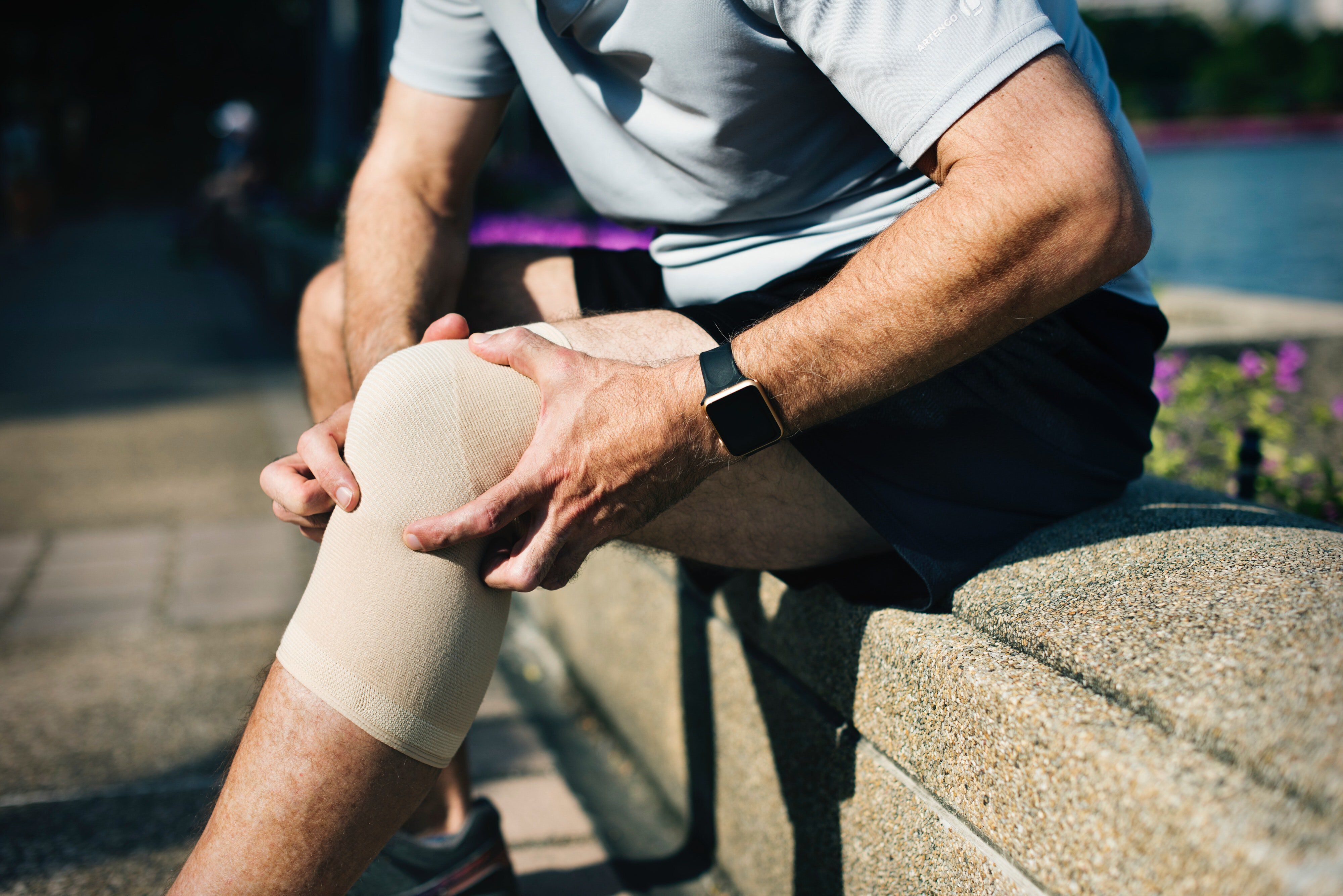 a compression brace on a person