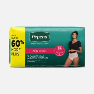 Depend Fresh Protection Adult Incontinence & Postpartum Bladder Leak Underwear for Women, Disposable, Maximum, Small, Blush, 32 ct.