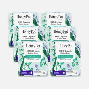 The Honey Pot 100% Organic Top Sheet Overnight Herbal Menstrual Pads with Wings, 12 ct. (6 pack)