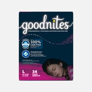 Goodnites Girls' Nighttime Bedwetting Underwear, Size Large (68-95 lbs), 34 ct.