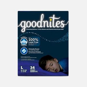 Goodnites Boys' Nighttime Bedwetting Underwear, Size Large (68-95 lbs), 34 ct.